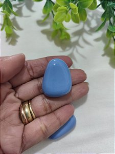Conta de Resina Geométrica Azul Jeans 30mm, furo3mm (un)