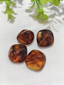 Conta Resina Geométrica Tartaruga 30mm, furo 3mm (2un)