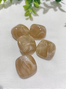Conta Resina Geométrica Nude Mesclado 30mm, furo 3mm (2un)
