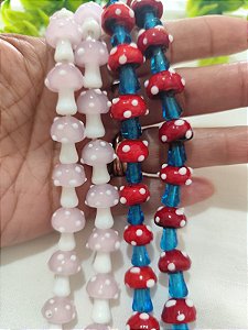 Cogumelo Murano Rosa com Branco (un)