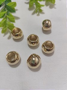 Bola ABS 18mm, furo grande 10mm Ouro (2un)