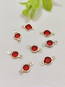 Entremeio Zircônia Vermelho 6mm Ouro (5un)