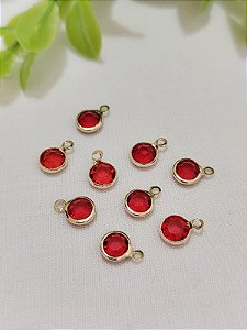 Pingente Zircônia Vermelho 6mm Ouro (5un)