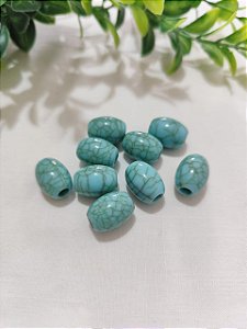 Conta de Resina Turquesa Craquelado 13mm, furo 4mm (4un)