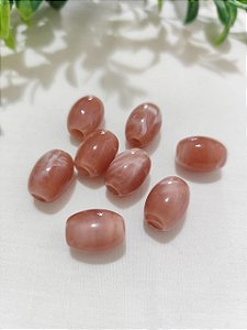Conta de Resina Rosê Mesclado 13mm, furo 4mm (4un)