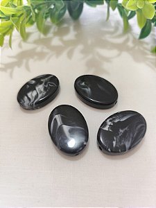 Conta de Resina Oval Preto Mesclado 32mm, furo 3mm (4un)