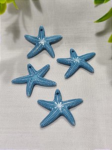 Pingente Estrela do Mar de Resina Azul com detalhes, 30mm (un)