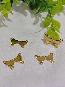 Entremeio Coração  Duplo 20mm Ouro (UN)