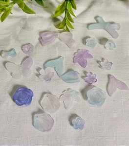 Contas de Resina Variadas  Azul Fosca (20un)