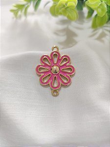 Entremeio Flor 38mm Resinado Pink Ouro (un)