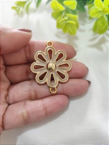Entremeio Flor 38mm Resinado Nude Ouro (un)