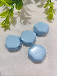 Conta Resina Geométrica 25mm Azul Claro, furo 6mm (4un)