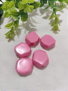 Conta Resina Geométrica 25mm Pink, furo 6mm (4un)