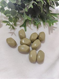 Conta de Resina Geométrica 20mm Verde Oliva (4un)