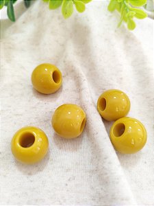 Bola resina 18mm, abertura 7mm Mostarda (4un)