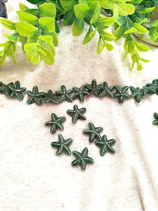 Estrela do Mar Porcelana Passante 20mm Verde Musgo, furo 1mm (un)