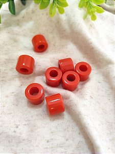 Conta de Resina Cilindro Terra Cota 12mm, abertura 7mm (6un)