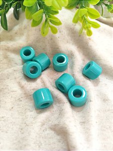 Conta de Resina Cilindro Turquesa 12mm, abertura 7mm (6un)