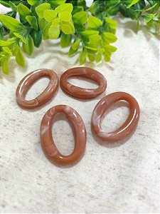 Entremeio Resina Oval 39mm Rosê Mesclado (4un)