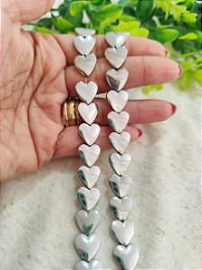 Coração Hematita Prata 10mm (5un)
