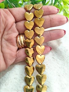 Coração Hematita Dourada 10mm (5un)