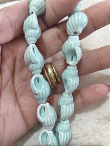 Caracol Passante Porcelana Verde Água 20mm (2un)