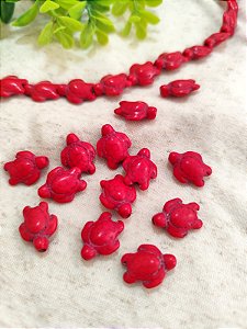 Tartaruga passante Howlita Cereja 15mm, furo 1 mm (un)