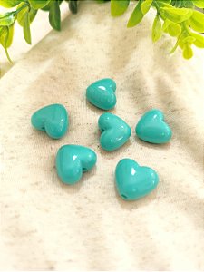 Coração Resina 15mm Turquesa (un)