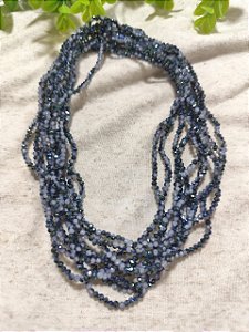 Cristal Azul Mesclado com cinza 2mm (1 fio - 160un)