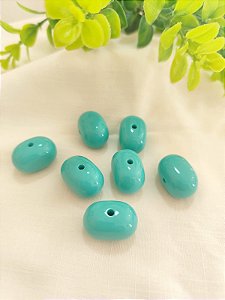 Conta de Resina 15mm Turquesa, furo3mm (4un)