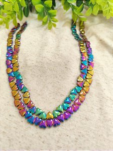 Coração Hematita Furtacor 7mm, furo lateral (10un)