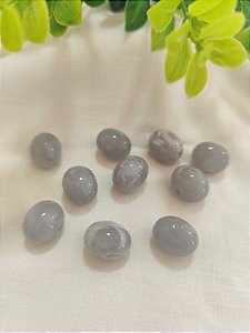 Conta de Resina 10mm Cinza Mesclado, furo2mm (6un)