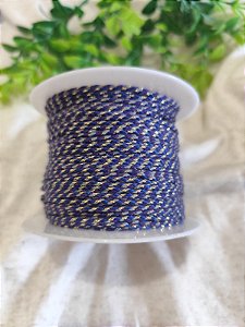 Cordão de Algodão Trançado 2mm Roxo com dourado (metro)