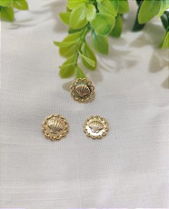 Pingente Redondo com Concha dentro 11mm Ouro (5un)