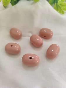 Conta de Resina 15mm Nude, furo3mm (4un)