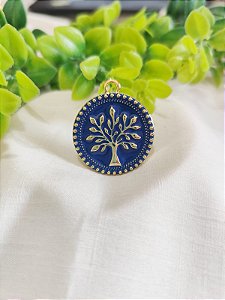 Pingente Árvore da Vida Resinado Azul Ouro (1un)