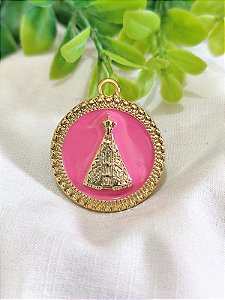 Pingente Nossa Senhora Aparecida Resinado Pink 3cm (un)