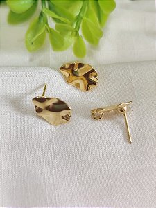 Brinco Martelado Gota 20mm Ouro, com argola embutida (par)