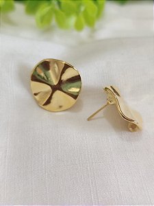 Brinco Martelado Redondo 20mm Ouro, com argola embutida (par)