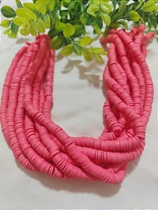 Disco de Fimo Emborrachado 8mm Pink (1 fio - Aproximadamente 350un)