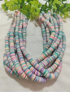 Disco de Fimo Emborrachado 8mm Coloridos Candy (1 fio - Aproximadamente 350un)