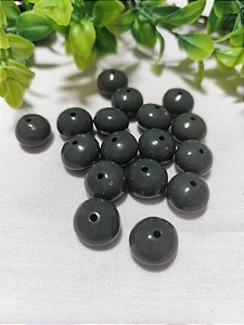 Conta Resina 15mm Cinza Esverdeado, abertura 2mm (10un)