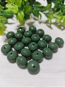 Conta Resina 15mm Verde Musgo, abertura 2mm (10un)