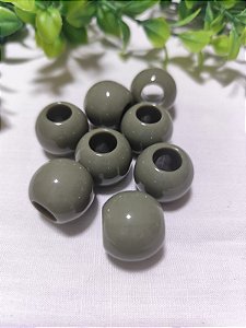 Bola Resina 20mm Verde Militar, abertura 9mm (6un)