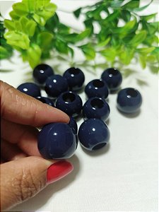 Bola Resina 20mm Azul Marinho, abertura 9mm (6un)
