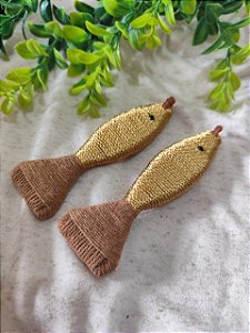Pingente Peixe Artesanal Dourado 11cm (un)