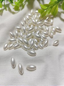 Pérola de ABS Arroz Marfim 12mm (10gr - Aproximadamente 60un)