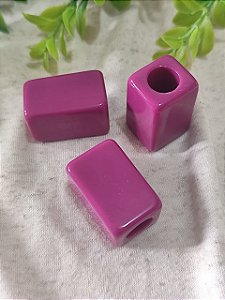 Resina Retangular 32mm Fucsia, abertura 11mm (un)