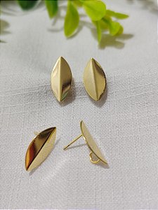 Brinco Folha 19mm Ouro, com argola articulada embutida (par)