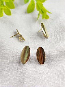 Brinco Oval 18mm Ouro, com argola articulada embutida (par)